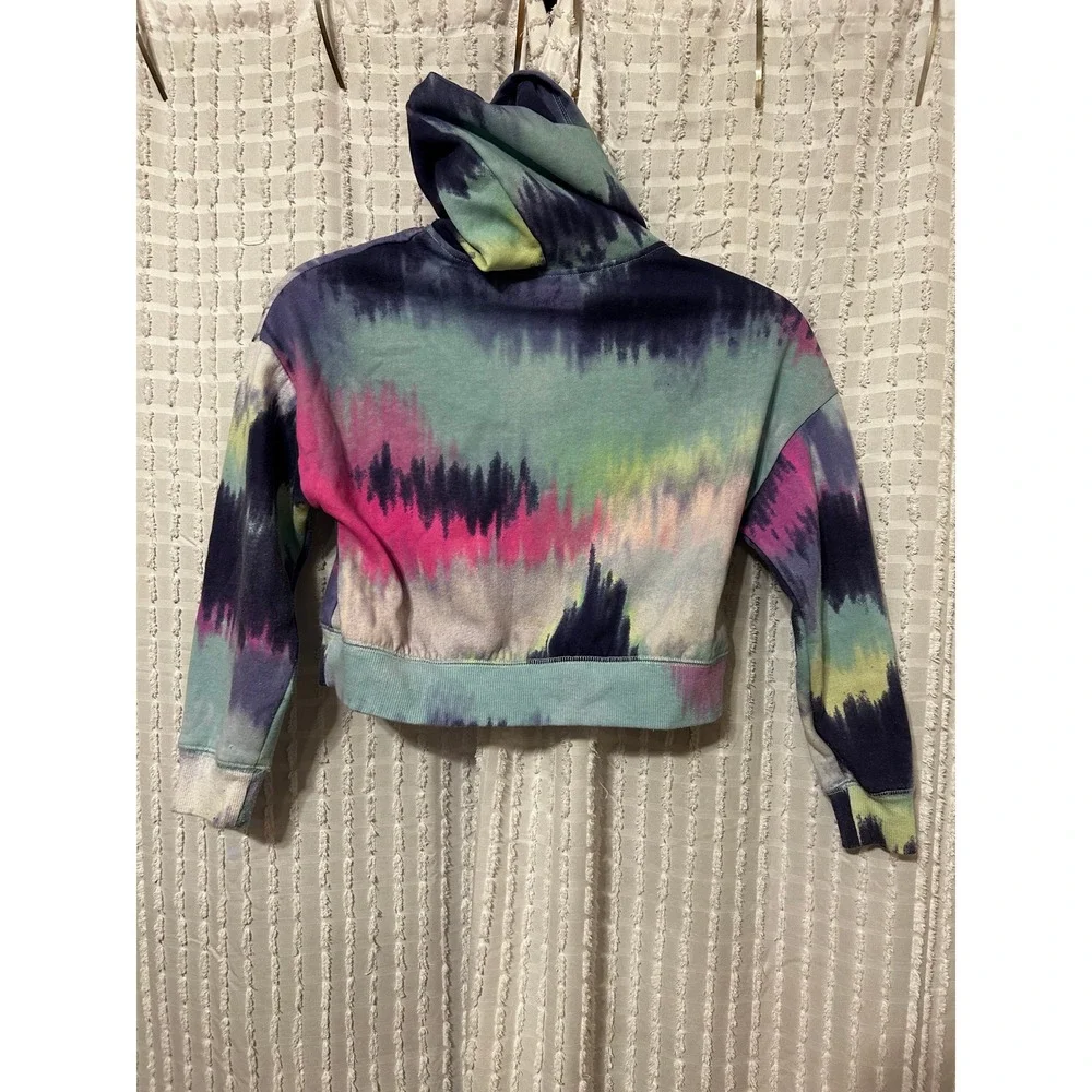 Justice Girls XS 5/6 Tie Dye Cropped Hoodie and Joggers Set Glitter Logo